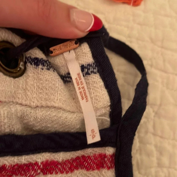 Free people striped white tank top open back small - Picture 3 of 5